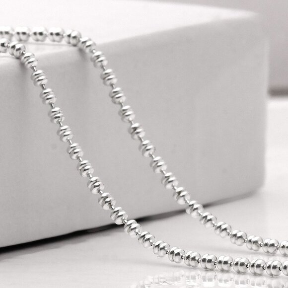 NEW 925 Silver Bead Chain, Delicate Stackable Layered Ball Necklace Gift For Her - Picture 1 of 7